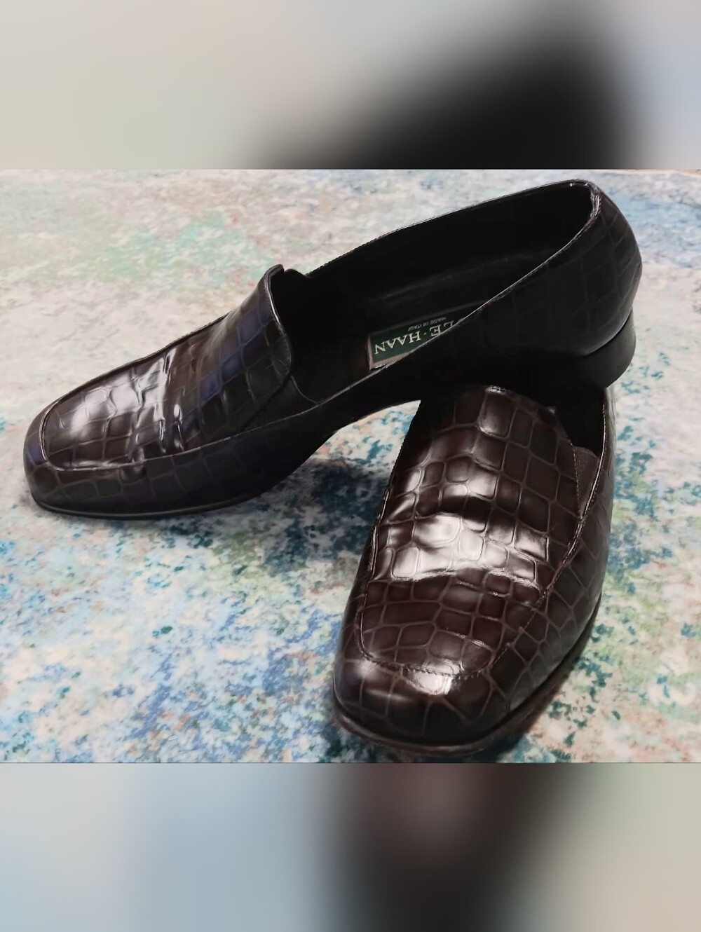 Cole Haan Women's Dark Brown Croc-Embossed Leather Loafers - Picture 5 of 6